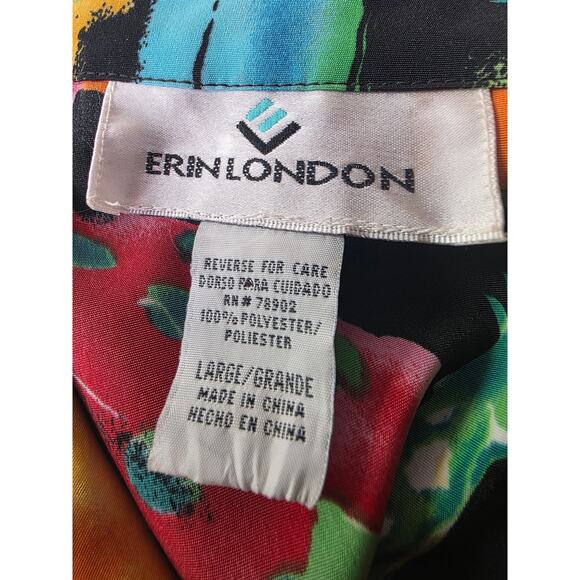 ERIN LONDON Orange Red Tropical Floral Zebra Lightweight Bomber Jacket SZ L - Picture 5 of 8